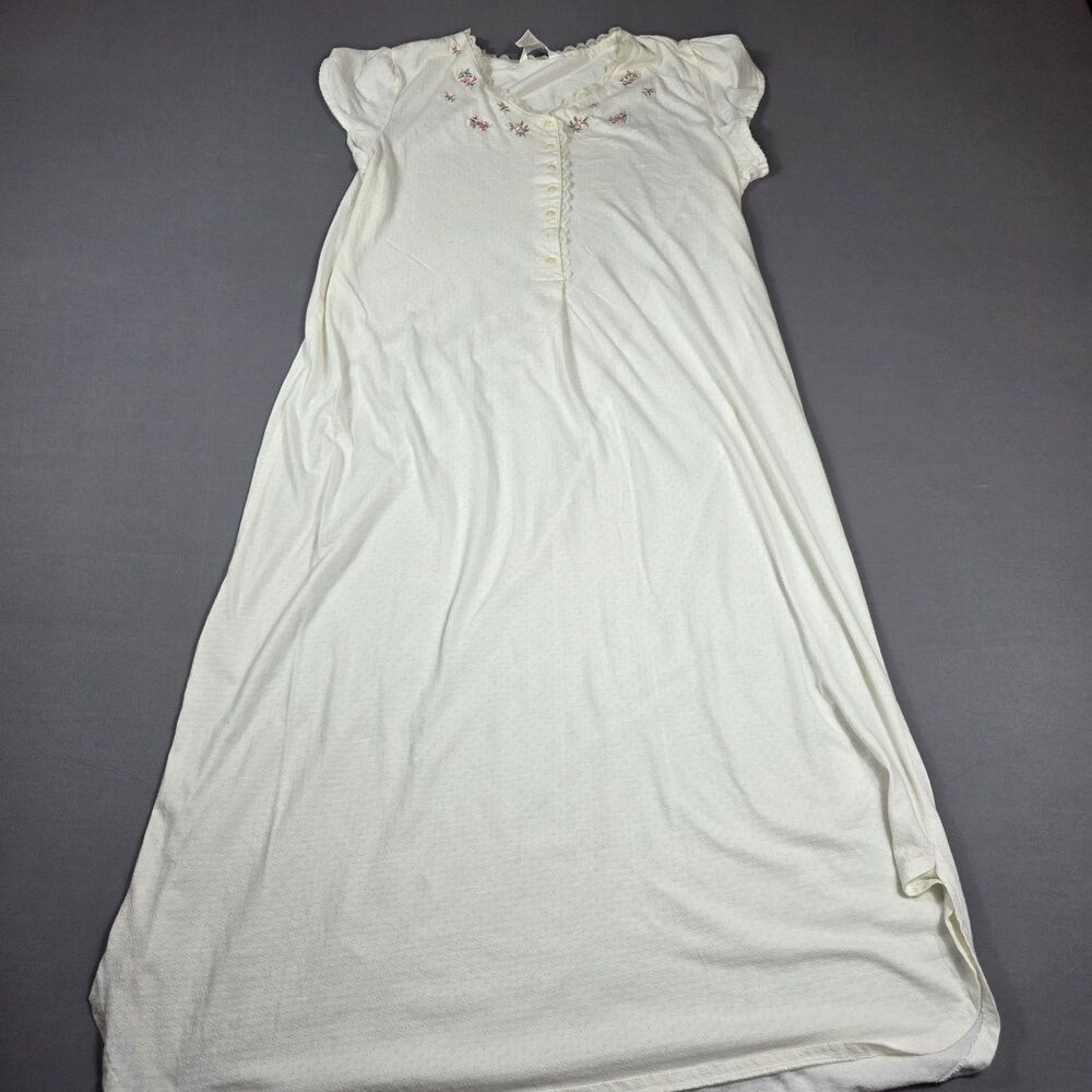 Bali Studio Cottagecore Granny Nightgown Sleep Dress Ivory Size Large 90s 2000s